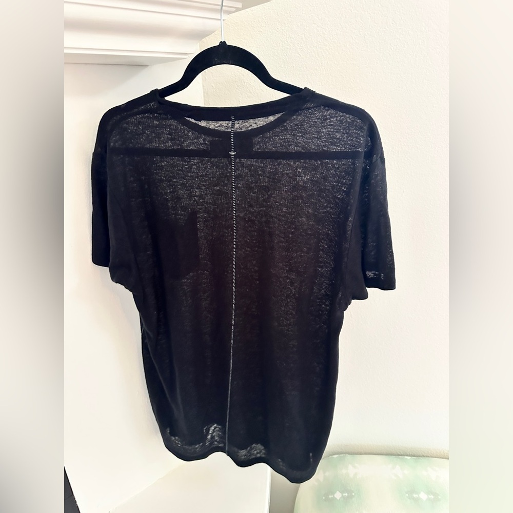 Rag & Bone Black Slub Knit Cotton Tee with Pocket size M